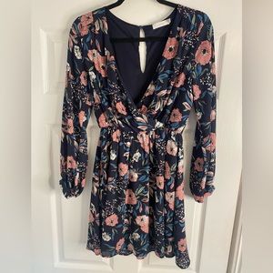 Lush Size Small floral long sleeve mini dress. Used